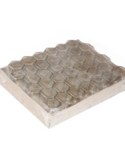 FRASCO VIDRIO HEXAGONAL 220 Grs. C/TAPA DORADA 30 Unds.