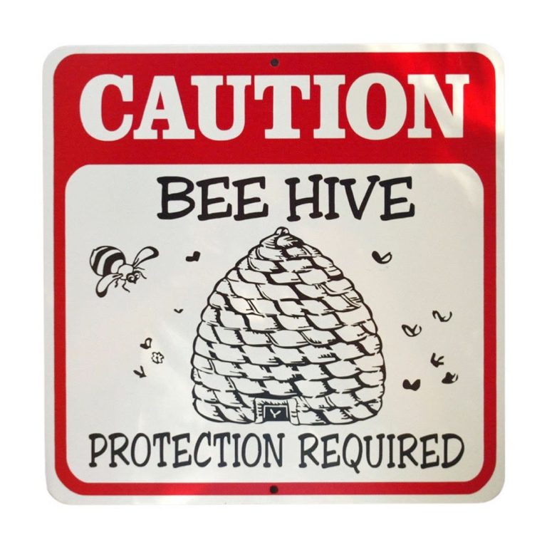 CARTEL METÁLICO CAUTION BEE HIVE