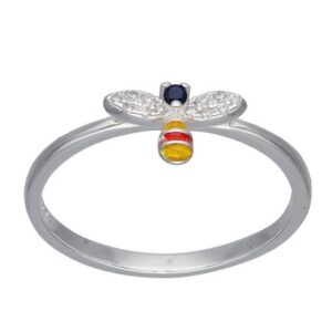 ANILLO PLATA ABEJA ESMALTADA CIRCONES