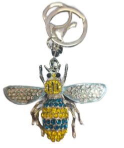 LLAVERO ABEJA CRISTALES CELESTE