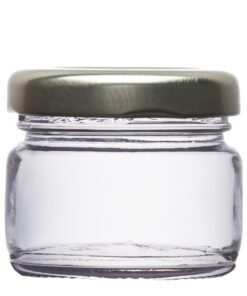 FRASCO VIDRIO REDONDO 30 GR (40ml) PASIEKA TAPA DORADA BANDEJA 30 UN.