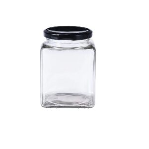 FRASCO VIDRIO CUADRADO 80 ml/100 gr TAPA NEGRA 48MM CAJA 216 UN