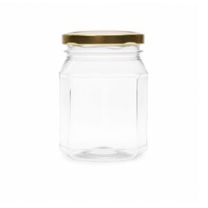 ENVASE PET OCTOGONAL CON TAPA DORADA 1/2 kg