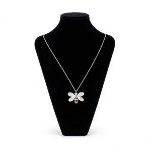 COLLAR ABEJA ESMALTADA CIRCONES B/N