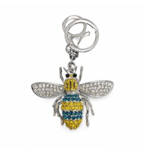LLAVERO ABEJA CRISTALES CELESTE