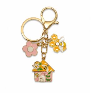 LLAVERO ABEJA CASITA ROSA