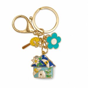LLAVERO ABEJA CASITA CELESTE